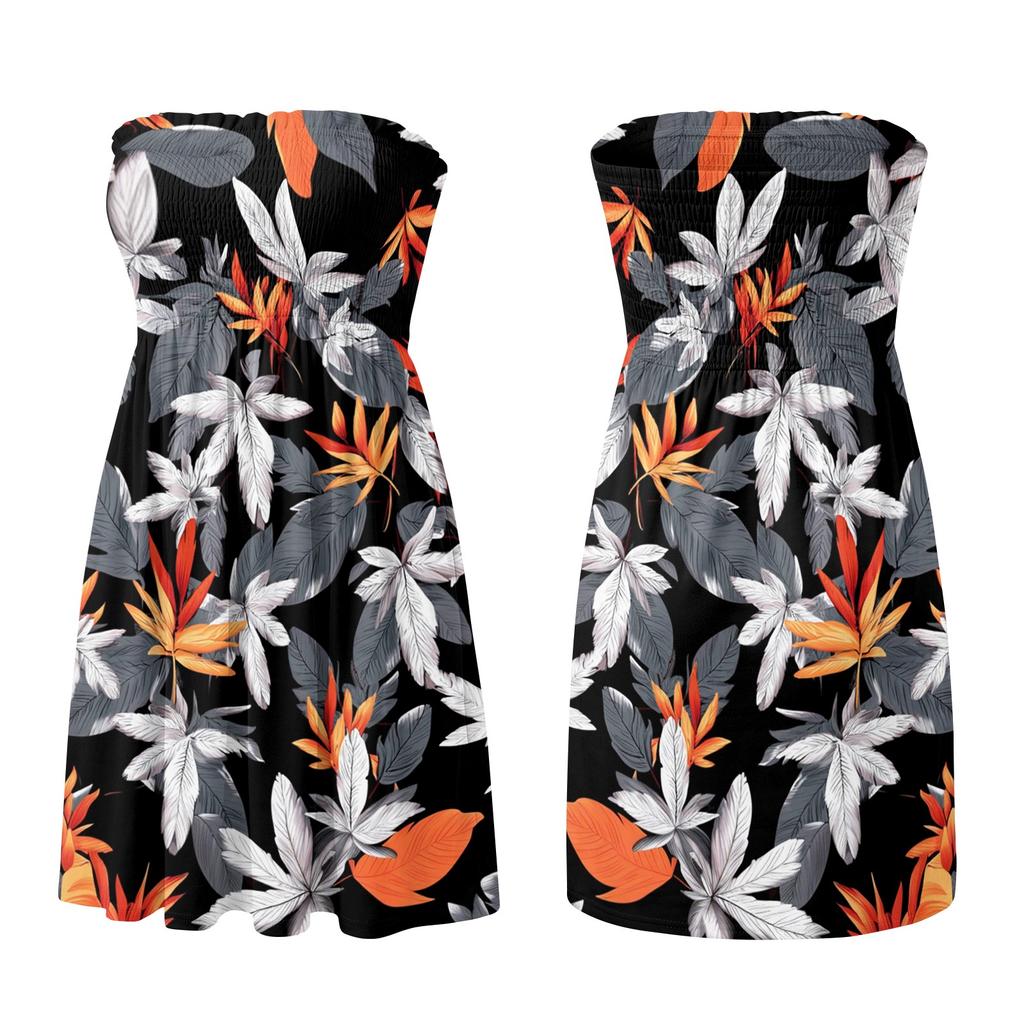 Summer Dresses for Women 2026 Strapless Casual Dress Floral Dress Lightweight Midi Dresses for Women Beach Outfits