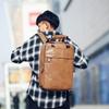 Li Shen Men's PU Leather Laptop Backpack