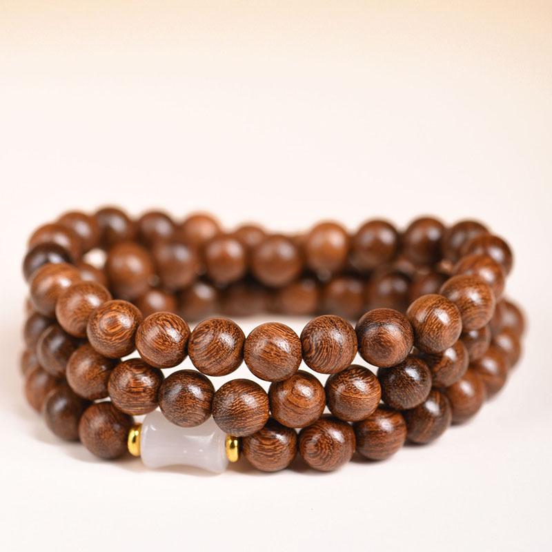 Authentic Sandalwood Buddhist Prayer Beads Bracelet - Ethnic Style Jewelry