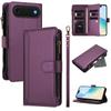 For iPhone 17 Air Leather Case 9 Card Slots Zipper Wallet Stand Phone Cover with Wrist Strap