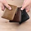 Men's Vintage Oil Wax Leather Zipper Wallet RFID Blocking Short Purse Multi Card Holder Business Casual Coin Pocket Credit Card Wallet for Men