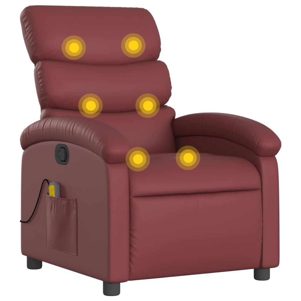 Massage Chair Burgundy Artificial Leather