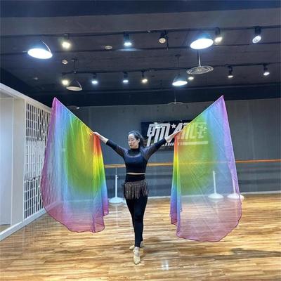 62KD Chiffons Gradients Colorful Worship Flag with Flexible Rod for Dance and Decors