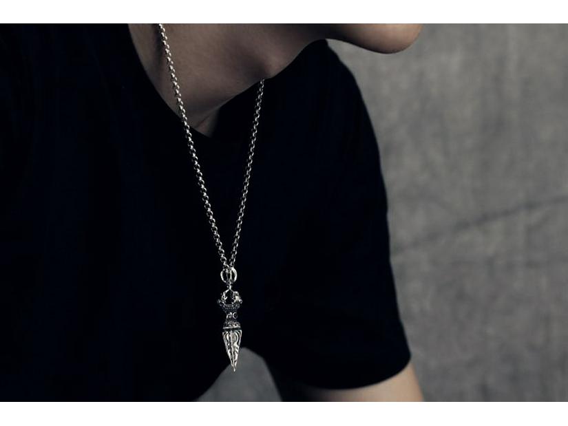 Tibetan Style 925 Sterling Silver Vajra Amulet Necklace