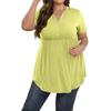 Women's Solid Color Large Size  V Neck Button-Up Top Casual Short Sleeve Flowy Top