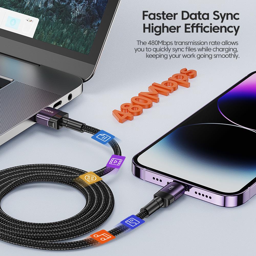 Toocki Aluminum Alloy USB Fast Charging Cable for iPhone 13/12