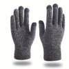 A Pair of Men's New Knitted Gloves Autumn and Winter Outdoor Wool Winterproof Full Finger Gloves Warm Thick Touch Screen Gloves