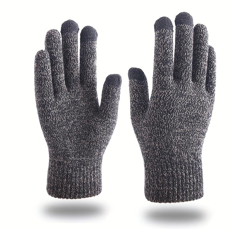 A Pair of Men's New Knitted Gloves Autumn and Winter Outdoor Wool Winterproof Full Finger Gloves Warm Thick Touch Screen Gloves