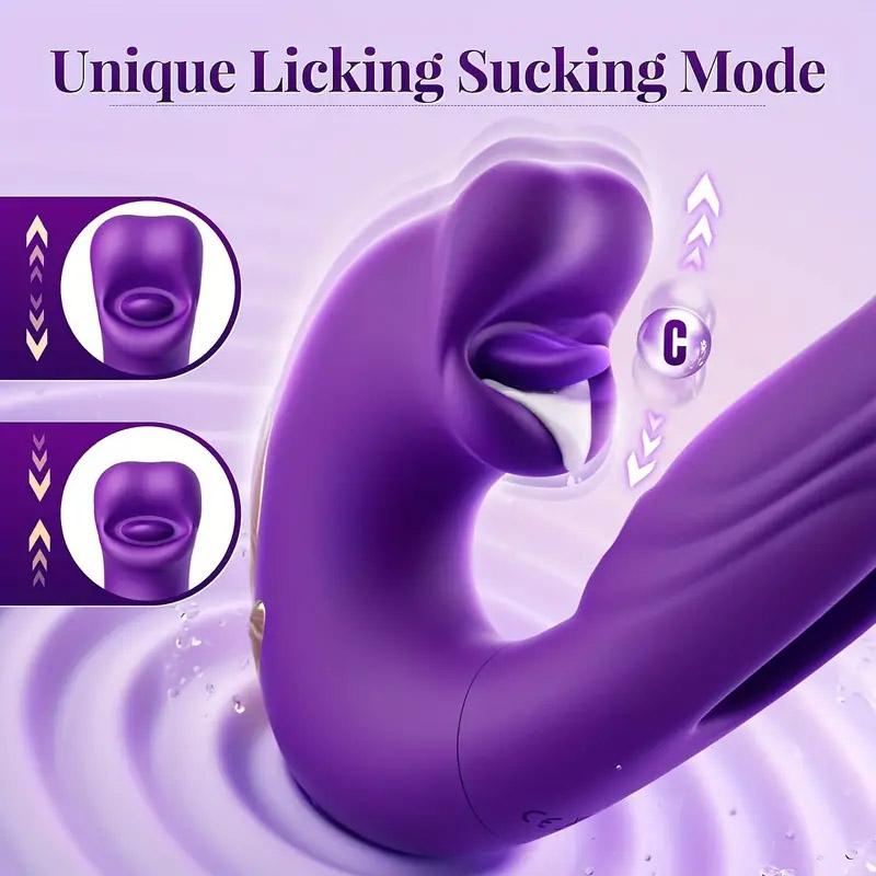 G-spot Vibrator Tongue Rose Erotica Dildo Vibrator Clitoral Stimulator with 10 Licks 10 Vibration Patterns Tapping Clitoral Stimulator Anal Sex Toys