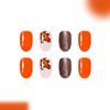 24pcs Autumn Maple Leaf Press On Nail Thanksgiving Almond Fake Nail Artificial Acrylic Nail Stick On Nail for Women