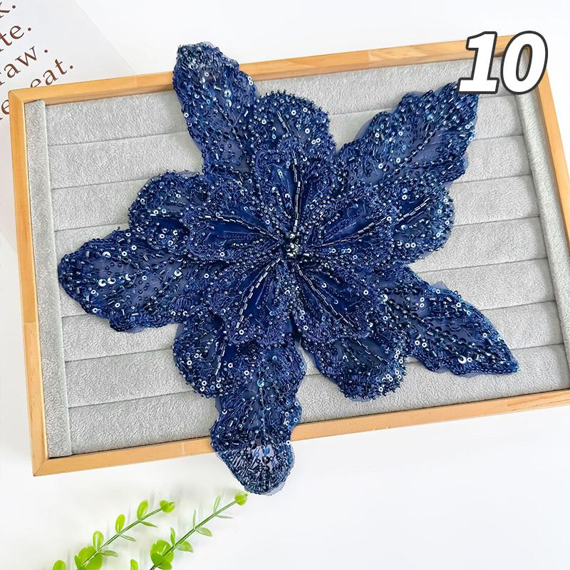 Multi-Layer Organza Lace Sequin Beaded Studded 3D Flower Crystal Patch Diy Clothing Decorative Applique Sweater Coat Accessories