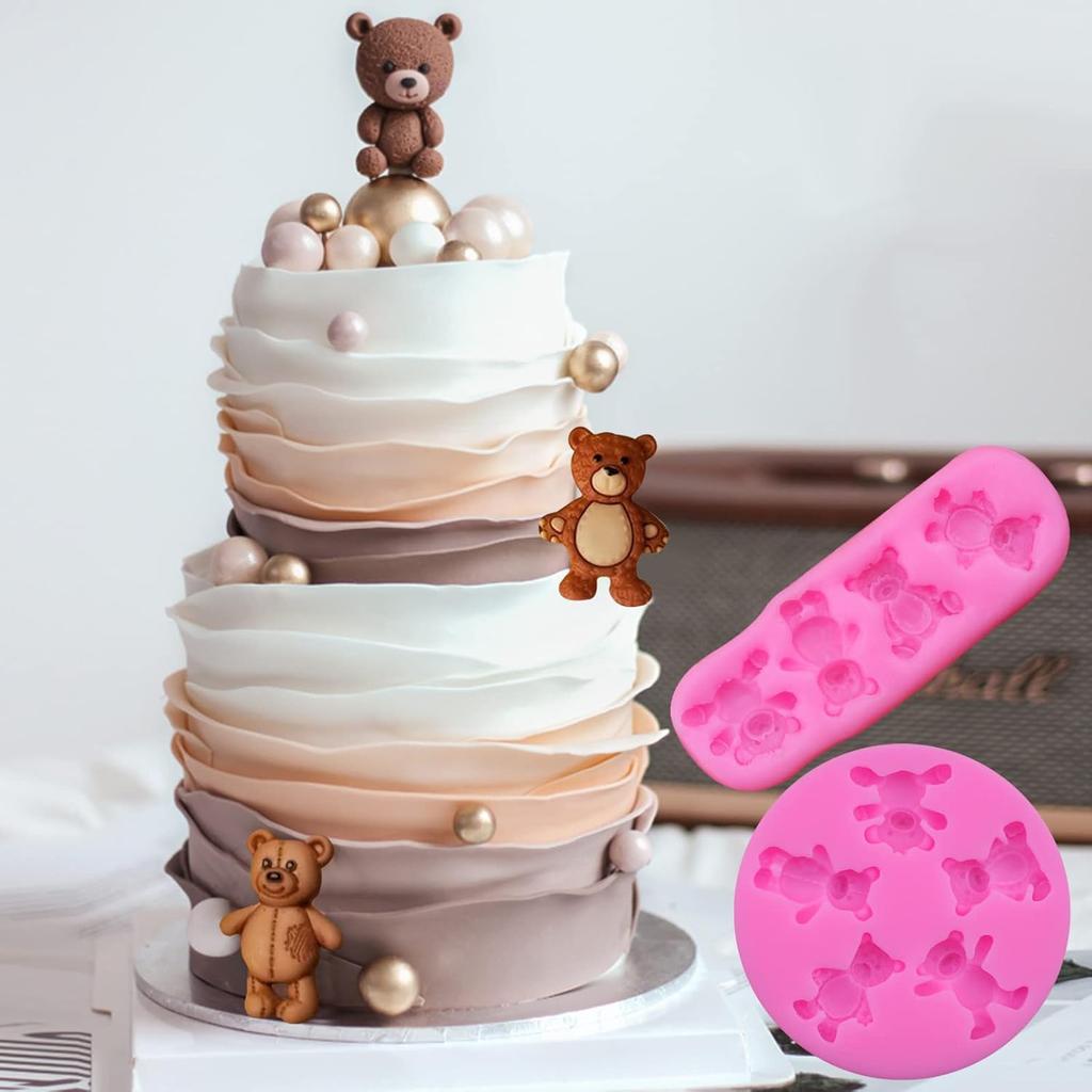 3 Pieces Bear Silicone Mold Valentine’s Day Fondant Mold Cute Bear Chocolate Fondant Mold for Chocolate Candy Gum Paste Crafting Polymer Clay Cake