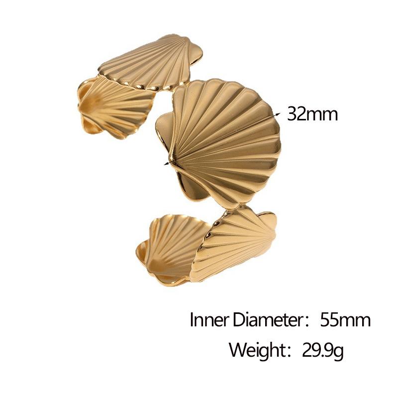 Non-tarnish Minimalist Europe and The United States Stainless Steel Wide Version Scallop Opening Bracelet Women's Niche Light