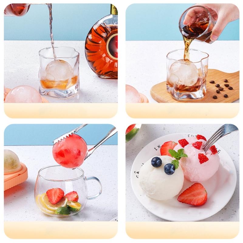 Round Shaped Ice Cube Moulds Ice Cube Trays Kitchen Hand Making Tools Ice Cube Maker for Chilling Whiskey Beverages