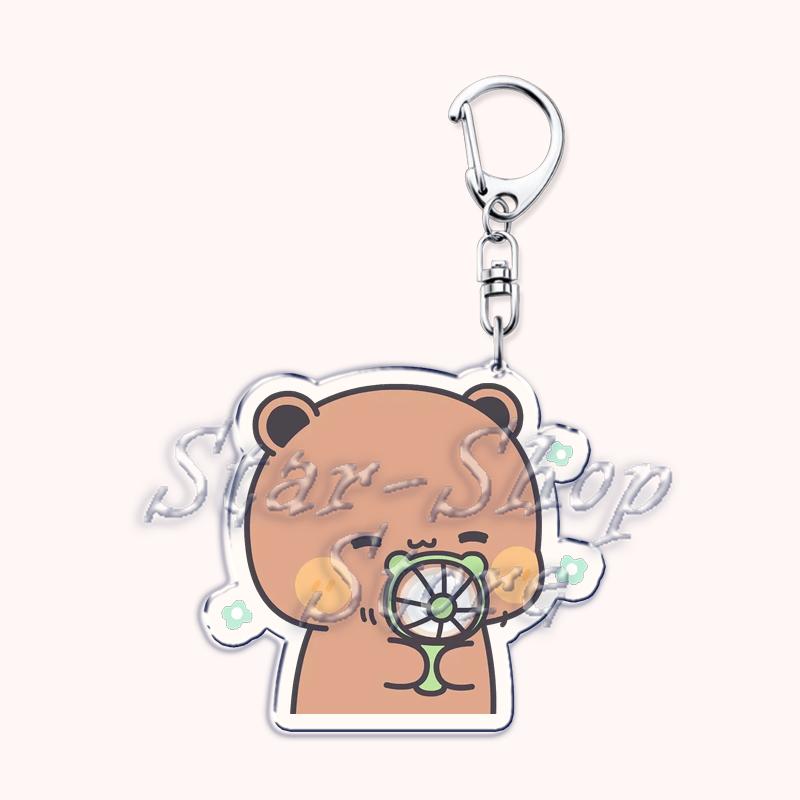 Mooie Bubu Dudu Roze Liefde Sleutelhangers Koppel Beer Panda Sleutelhangers voor Accessoires Tas Hanger Sleutelhanger Sieraden Fans Liefhebbers Cadeaus white