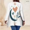Women Plus Size V Neck Long Sleeve Motorcycle Printed Asymmetric Hem Tunic Top