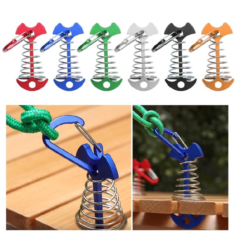 10Pcs Portable Deck Anchors Peg Fishbone Tent Stakes with Spring Buckles Wind Rope Anchors Tent Peg for Camping Hiking