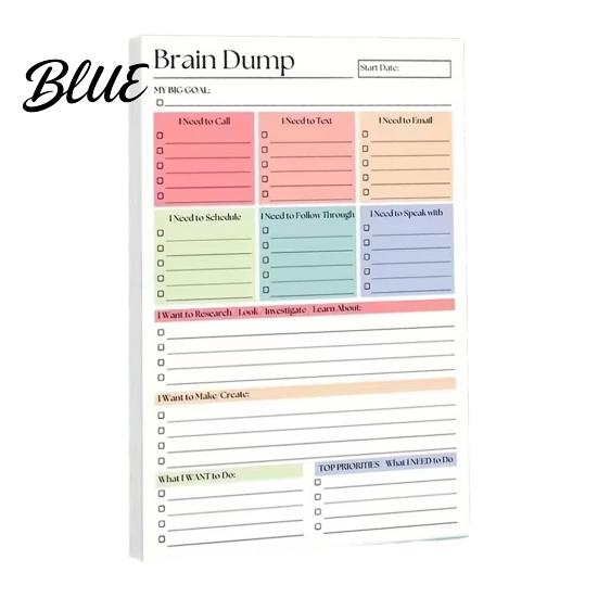 Daily Task Scheduler Page Planner A5 List To-Do for Productivity Notebook 50 And Brain Dump Journal Sturdy Writing Pad