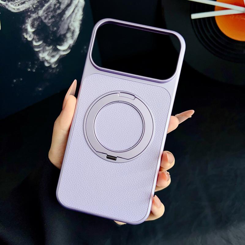 

For Huawei Nova 15 Pro Ultra Case Litchi Grain Leather Strong Suction Metal Kickstand 360° Rotatable Spray Coating Hybrid Cover Huawei Nova 15 Pro