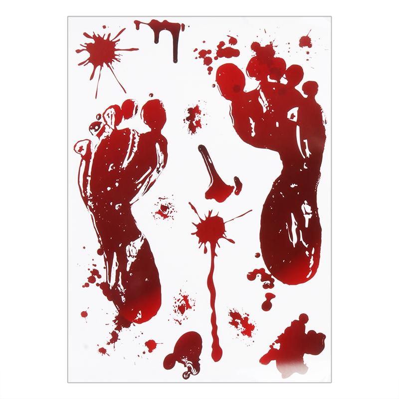 Halloween Decorations Terror Bloody Handprint Footprint Window Stickers Halloween Party Wall Decal Stickers Floor Clings Props