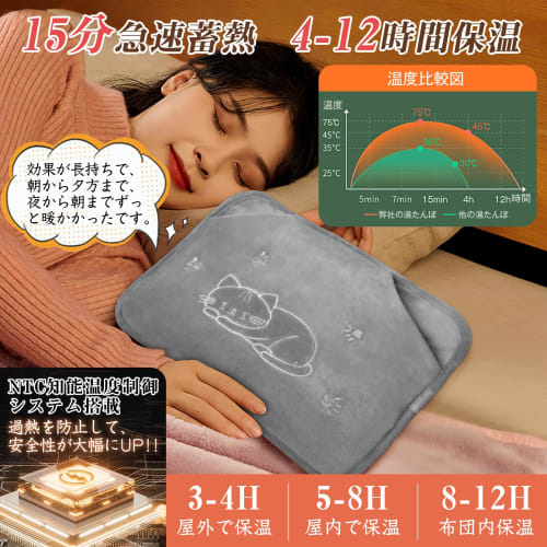 Rechargeable Hot Water Bottle [Large Size & Insulated Pocket Design] Eco-Friendly Hot Water Bottle, Keeps Warm for 4-12 Hours, Energy-Saving, Includes