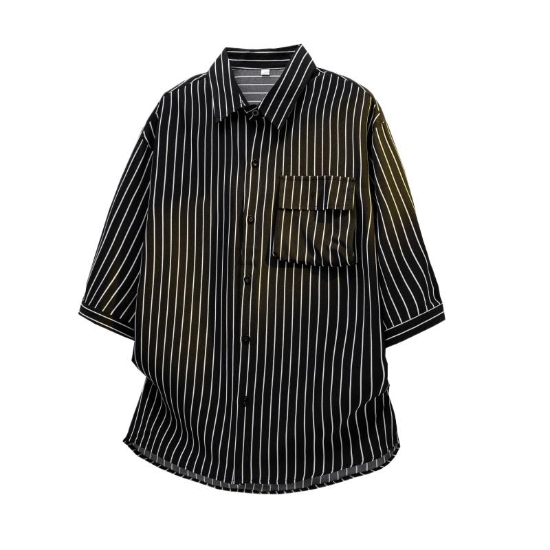 Mens 2 Piece Outfits Striped Short Sleeves Button Down Collared Shirt Matching Shorts Sets