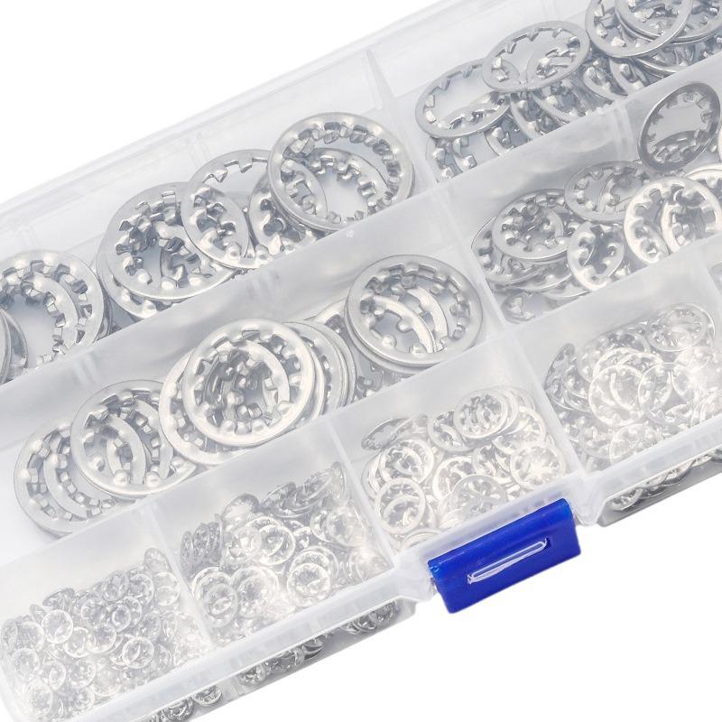 304 Stainless Steel Serrated Lock Washer Set - Boxed Multi-Tooth Stop Gaskets