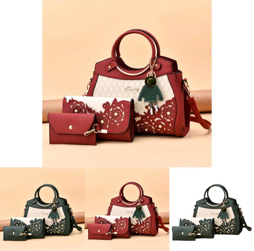 Fashion Flower Pattern Handbag With Inner Zipper Pocket And Crossbody Strap For Women