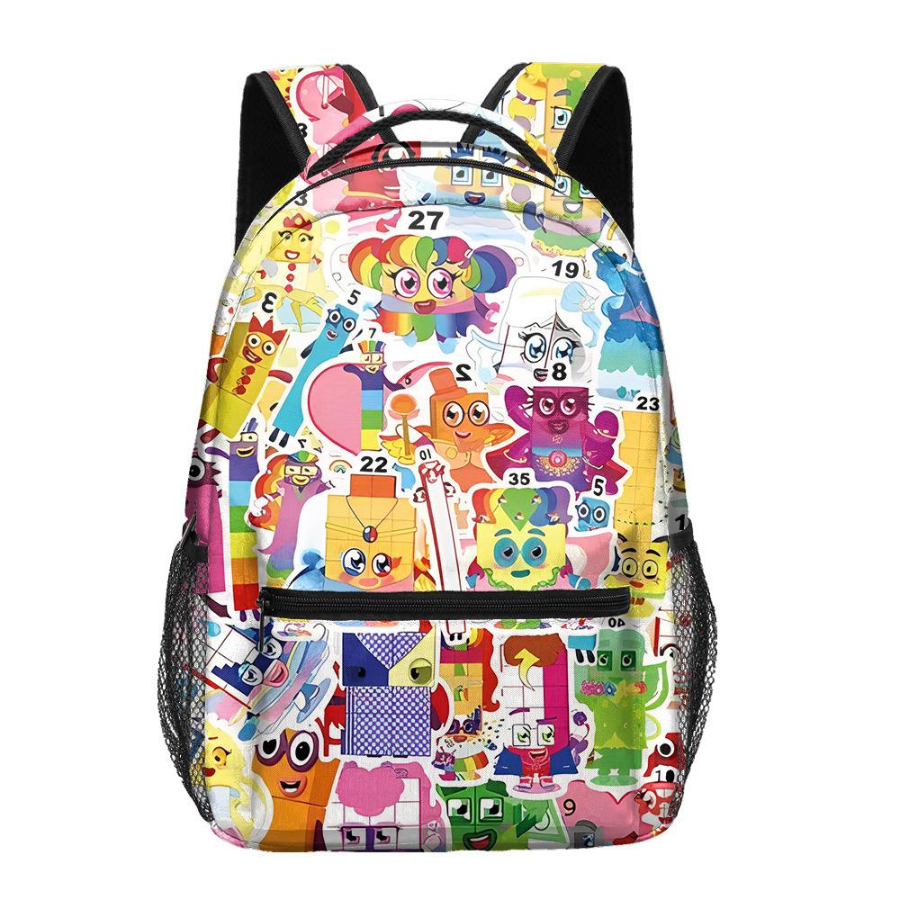Bloques de Construcción Digitales Numberblocks Escuela Primaria y Secundaria Mochilas Escolares Mochilas Infantiles Mochilas con Estampado Digital Completo