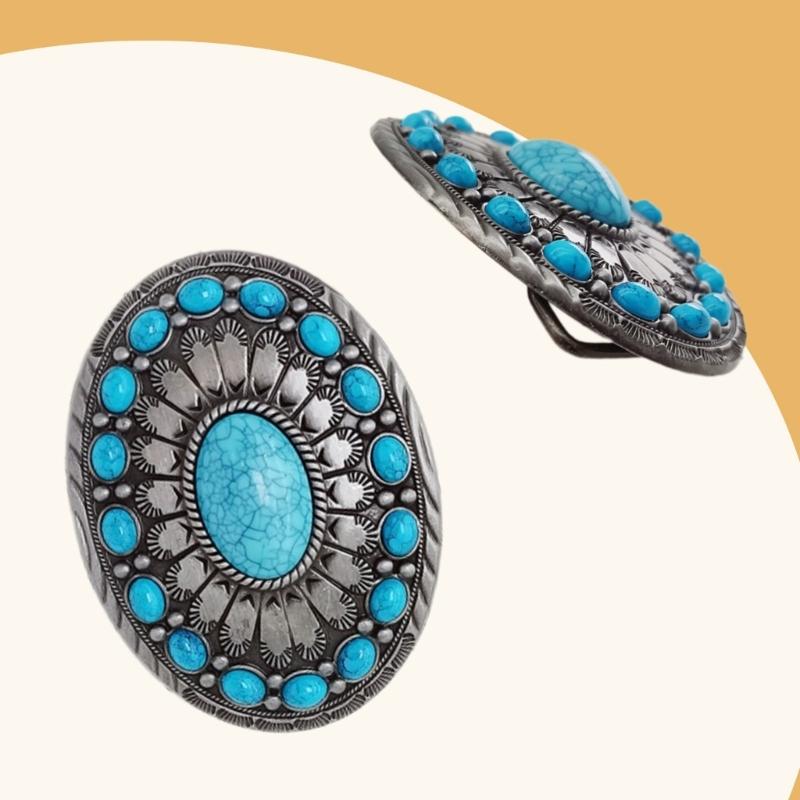 Vintage vyřezávaná přezka na opasek s květinovým vzorem Náhradní díl Snadné použití Těžká kamenná přezka na opasek Náhradní díly pro dospělé