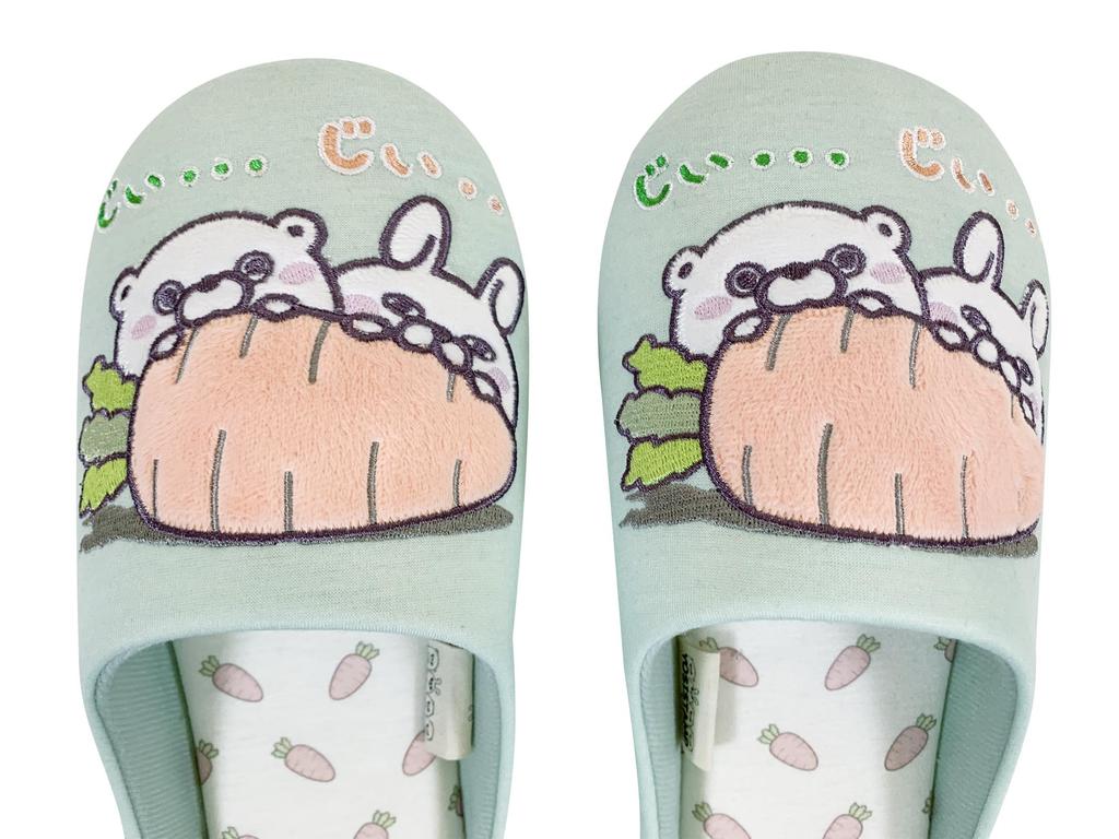 Atelier Momo and Momo YOSISTAMP Rabbit and Bear Room Indoor Shoes, Slippers, Gift, Medium, 23-25cm, Green, YS44010-52