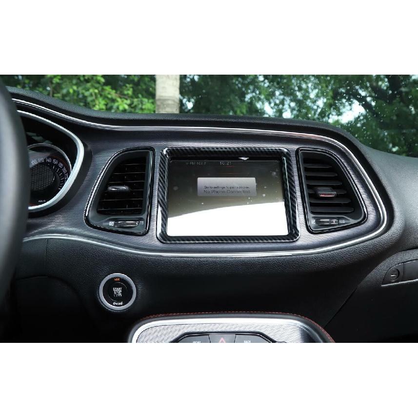 For Dodge Challenger 2015-2020 Carbon Fiber Dashboard GPS Navigation Cover Trim
