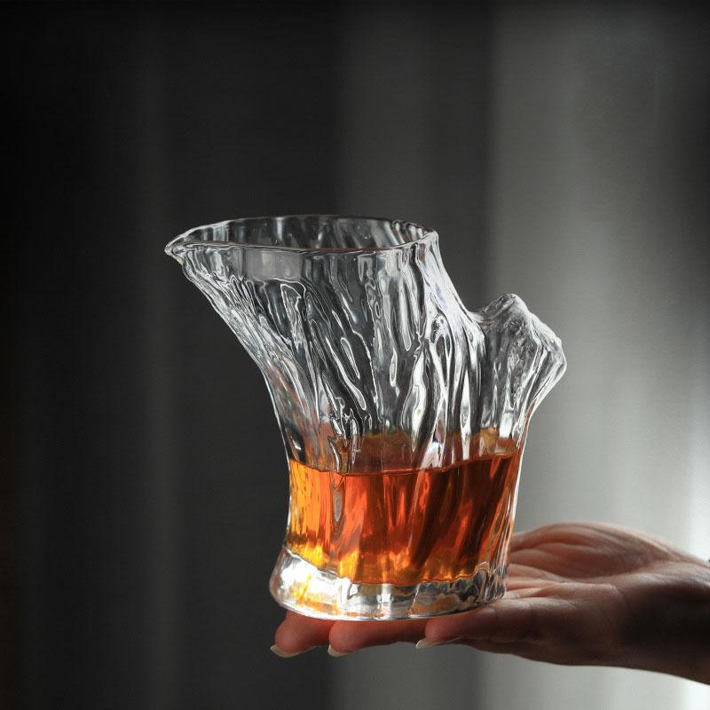 300ml Trees Stump Design Heat Resistant Glass Tea Pitcher Fair Mug Kung Fu Tea Dispenser Japanese Glass Whisky Dispenser 300ML
