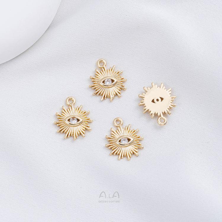 Кулон «Глаз дьявола» из золота 14 карат с цирконом, серьги-каффы ручной работы и подвески для бижутерии DIY