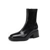 Fashion NEW Autumn/Winter Women Boots Split Leather Shoes for Women Square Toe Chunky Heel Shoes Zip Modern Boots Wool Warm Daily Shoes