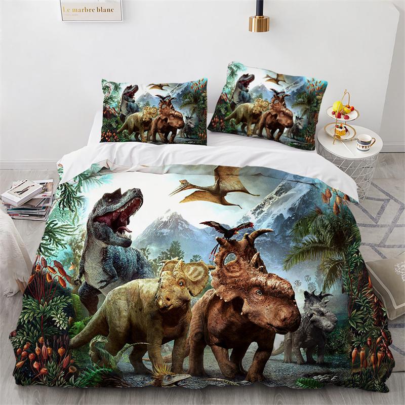 Jurassic World Park Dinosaur Bedding Set Boys Girls Twin Queen Size Duvet Cover Pillowcase Bed Boys Adult Home Textileextile