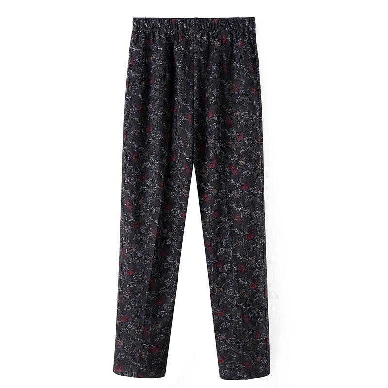 Spring Women's Casual Loose Printed Elastic Waist Wide Leg Pants