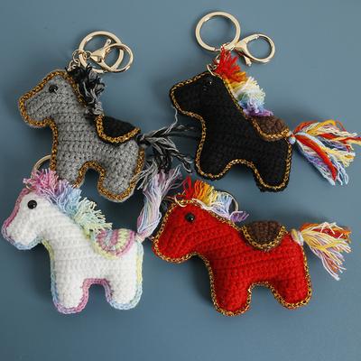 Cute Pony Series Crochet Keychain Small Horse Doll Knitted Animal Doll Keychain Crochet Pony Keyrings  Custom Accessory