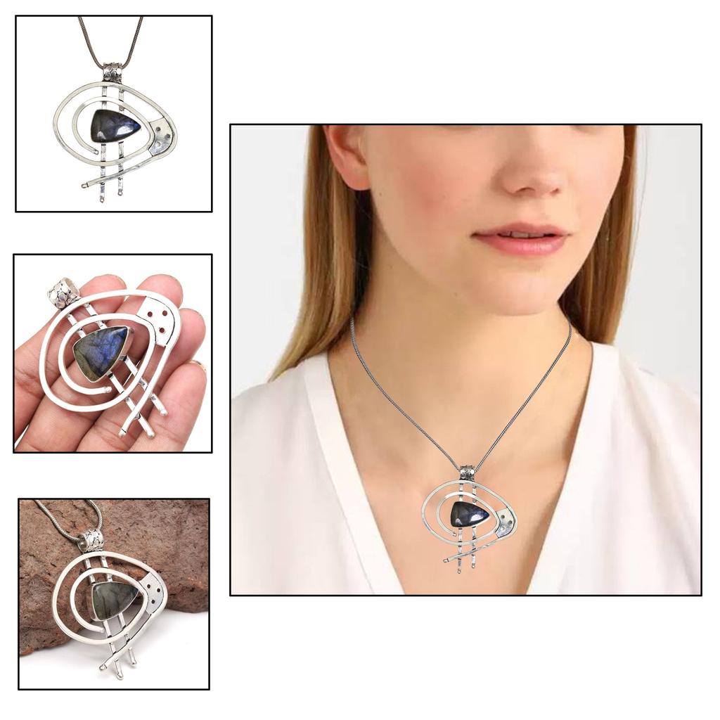 Gifted Garnet Gemstone Necklace Labradorite Jewelry Handmade