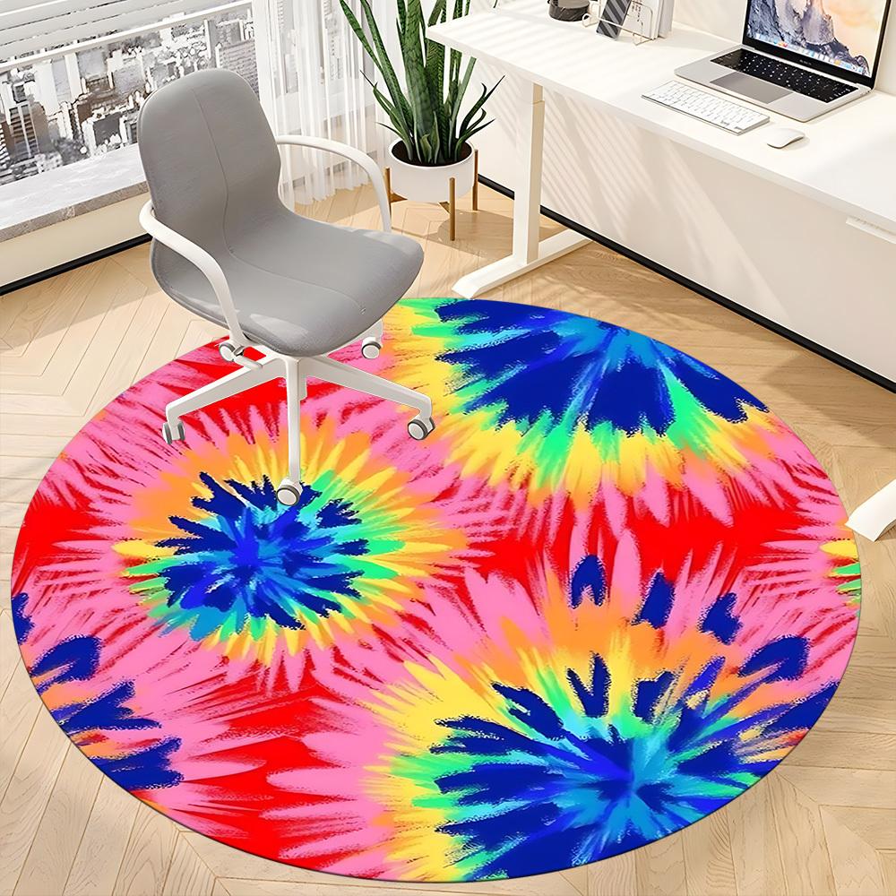 1PC Tie-Dye Pattern Chair Carpet for Office Non-Slip, Lightweight, Machine Washable Rug for Office, Sleeping, Room - Holiday DecorPolyester,