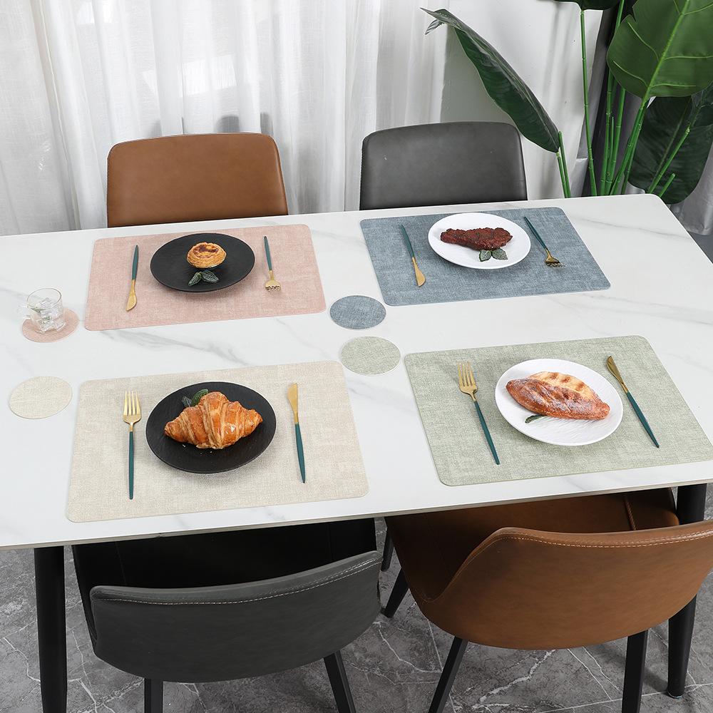 Quadratische Leder-Platzdeckchen, Esstisch-Isolierunterlage, Hochwertiges Hitzeschutz-Platzdeckchen, Platzdeckchen ins Wind-Untersetzer-Platzdeckchen