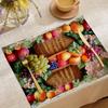 Fruit Basket Placemat With Woven Design And Colorful Fruits For Table Decorations