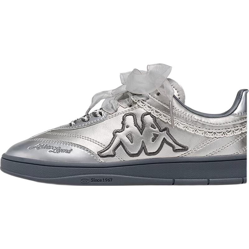 Kappa Women's Silver German Trainer Low-Top Casual Shoes
