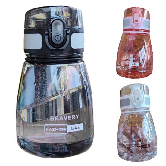 400ML Water Bottle with Latch Bouncing Cover Good Sealing Leak-proof Anti-scald Heat Resistant Transparent Body Water Mug School Supply