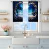 2pcs Moon Beach Printed Curtain for Home Decor - Rod Pocket Window Treatment for Bedroom, Office, Kitchen, Living Room,and Study