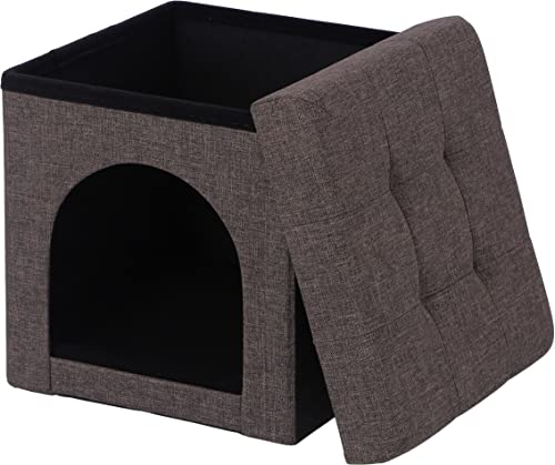 Fuji Boeki Pet House Storage Stool, 30cm Wide X 30cm Deep X 30cm High, Charcoal Fabric, Foldable, Mini 53702, Small