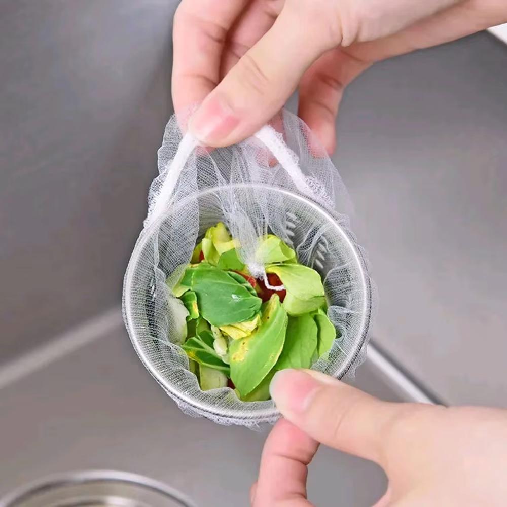 100-300Pcs Disposable Sink Filter Mesh Bags Polyester Material Kitchen Cleanning No Dirty Hand Strainer Household Food Residue