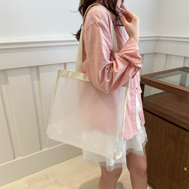 Chic Transparent Shoulder Tote Bag For Everyday Use Large Capacity Trendy Design