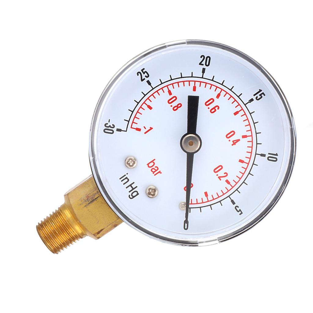 Vacuum Gauge  1 0Bar  30 0inHg 50mm 1 8 BSPT Bottom Connection for Air Water Oil