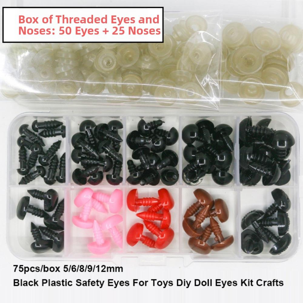 75pcs/box Plastic Safety Eyes Black Brown Screw Eyes New Diy Doll Eyes Kit Crafts  For Toys